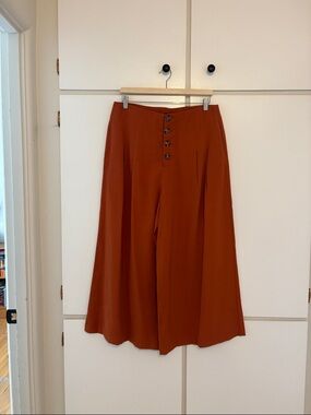Zara Rust Wide-Leg Cropped Pants